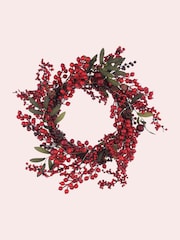 Laura Ashley Red 55cm Christmas Berry Wreath - Image 3 of 5