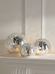Laura Ashley Set of 3 Silver Glass Lit Christmas Ornaments - Image 1 of 5
