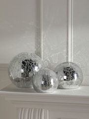 Laura Ashley Set of 3 Silver Glass Lit Christmas Ornaments - Image 2 of 5