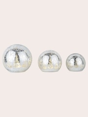 Laura Ashley Set of 3 Silver Glass Lit Christmas Ornaments - Image 4 of 5
