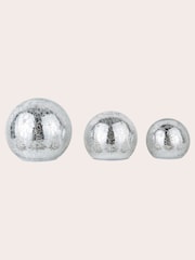 Laura Ashley Set of 3 Silver Glass Lit Christmas Ornaments - Image 5 of 5