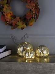 Laura Ashley Set of 3 Gold Tone Glass Lit Christmas Ornaments - Image 1 of 4