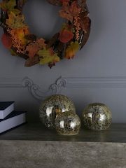 Laura Ashley Set of 3 Gold Tone Glass Lit Christmas Ornaments - Image 2 of 4
