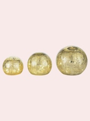 Laura Ashley Set of 3 Gold Tone Glass Lit Christmas Ornaments - Image 3 of 4