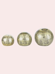 Laura Ashley Set of 3 Gold Tone Glass Lit Christmas Ornaments - Image 4 of 4