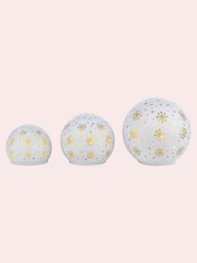 Laura Ashley Set of 3 White Glass Lit Christmas Ornaments - Image 3 of 4