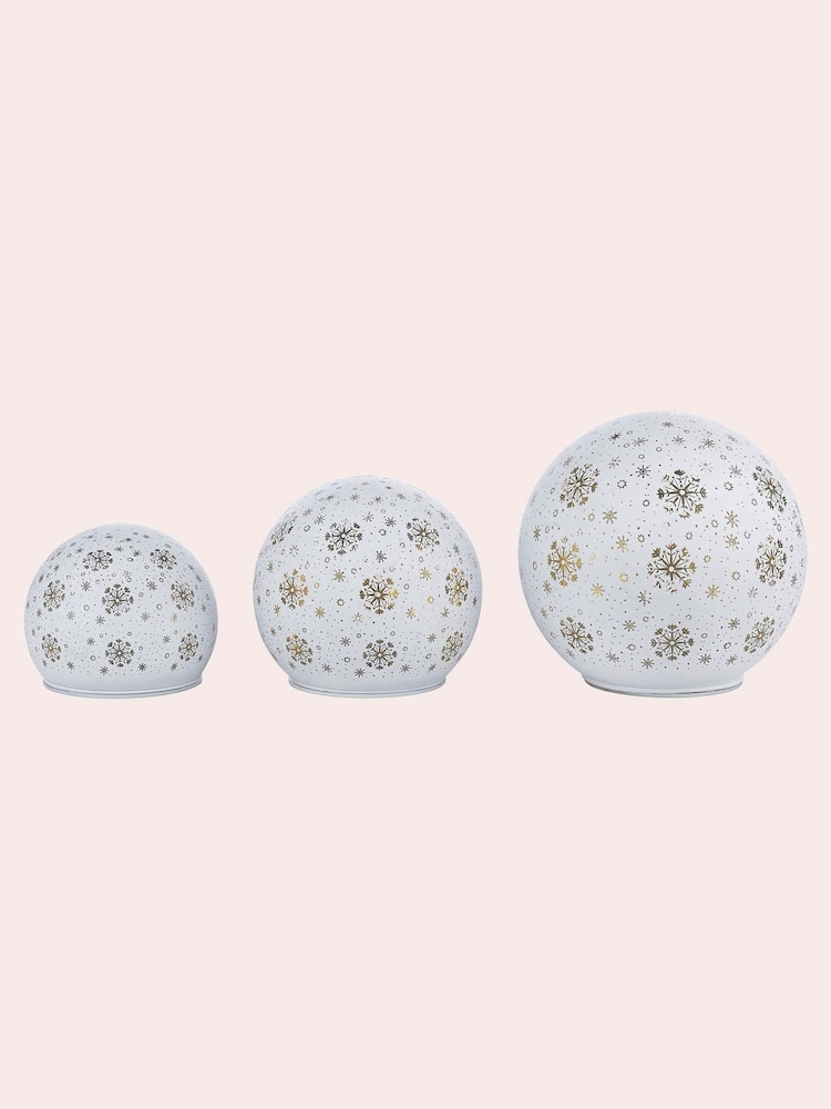 Laura Ashley Set of 3 White Glass Lit Christmas Ornaments - Image 4 of 4 Laura Ashley Set of 3 White Glass Lit Christmas Ornaments - Image 4 of 4