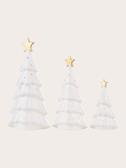 Laura Ashley White Set of 3 Pre Lit Ceramic Christmas Tree - Image 6 of 6