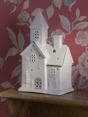 Laura Ashley White Pre Lit White Ceramic House Ornament - Image 2 of 6