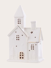 Laura Ashley White Pre Lit White Ceramic House Ornament - Image 6 of 6