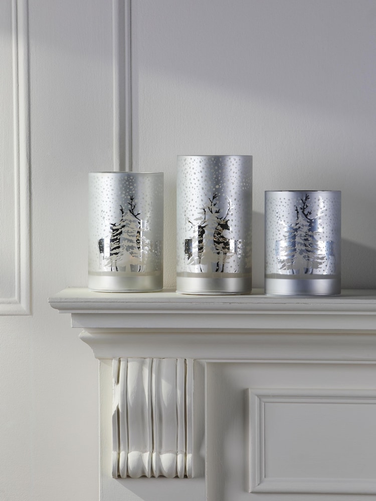 Laura Ashley Silver Tone Set of 3 Frosted LED Candles - Image 2 of 4