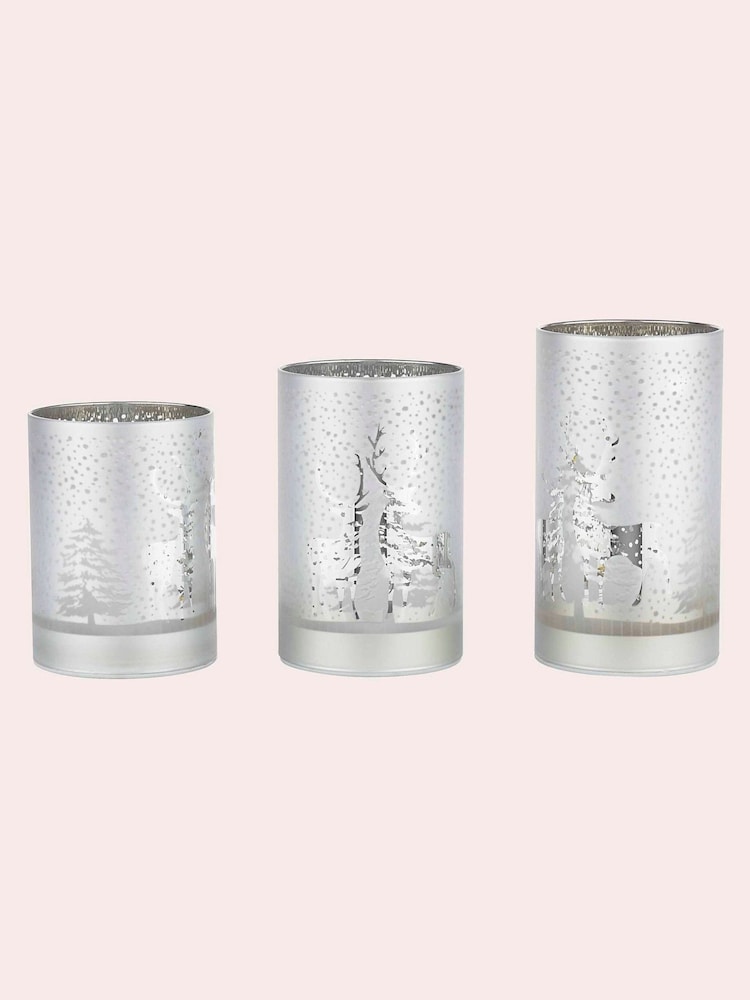Laura Ashley Silver Tone Set of 3 Frosted LED Candles - Image 4 of 4
