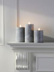 Laura Ashley Grey Set of 3 Stone Effect LED Candles - Image 1 of 5