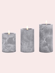 Laura Ashley Grey Set of 3 Stone Effect LED Candles - Image 4 of 5
