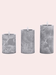Laura Ashley Grey Set of 3 Stone Effect LED Candles - Image 5 of 5