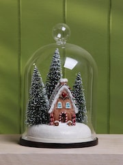 Laura Ashley Clear Christmas Gingerbread House Lit Cloche Decoration - Image 1 of 2
