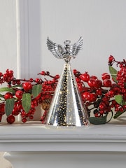 Laura Ashley Silver Tone Pre Lit Christmas Angel Ornament - Image 1 of 4