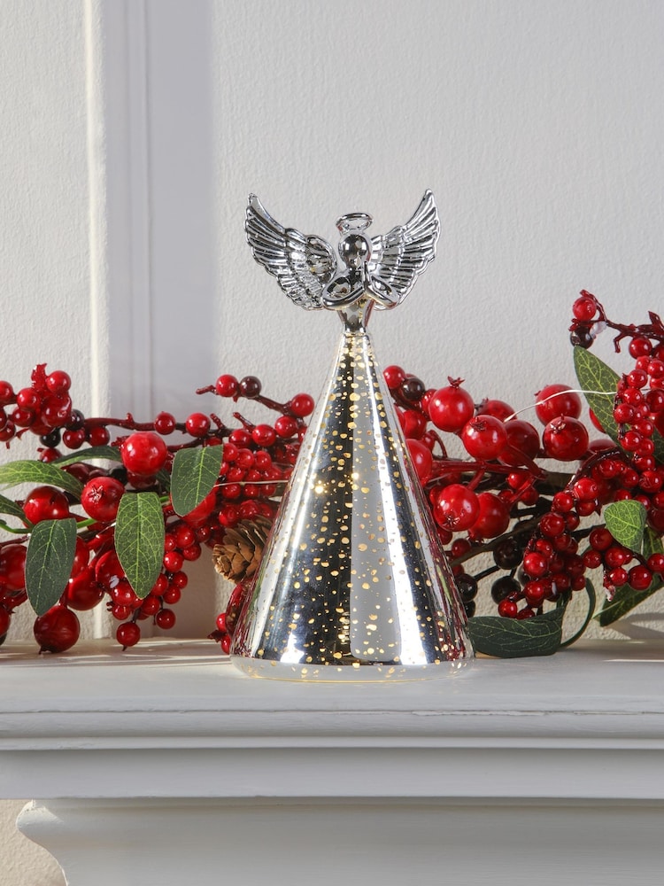 Laura Ashley Silver Tone Pre Lit Christmas Angel Ornament - Image 1 of 4