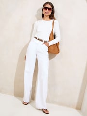 Lipsy Ivory Knitted Scallop Buttoned Crew Neck Jumper - Image 3 of 4