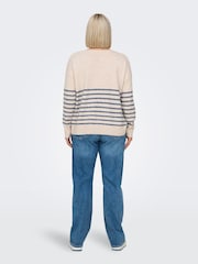 ONLY Curve Natural Boat Neck Striped Knitted Jumper - Image 2 of 5