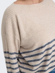 ONLY Curve Natural Boat Neck Striped Knitted Jumper - Image 3 of 5
