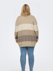 ONLY Curve Natural Long Sleeve Striped Open Cardigan - Image 4 of 7