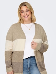 ONLY Curve Natural Long Sleeve Striped Open Cardigan - Image 5 of 7