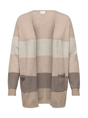 ONLY Curve Natural Long Sleeve Striped Open Cardigan - Image 6 of 7