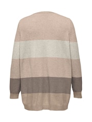 ONLY Curve Natural Long Sleeve Striped Open Cardigan - Image 7 of 7