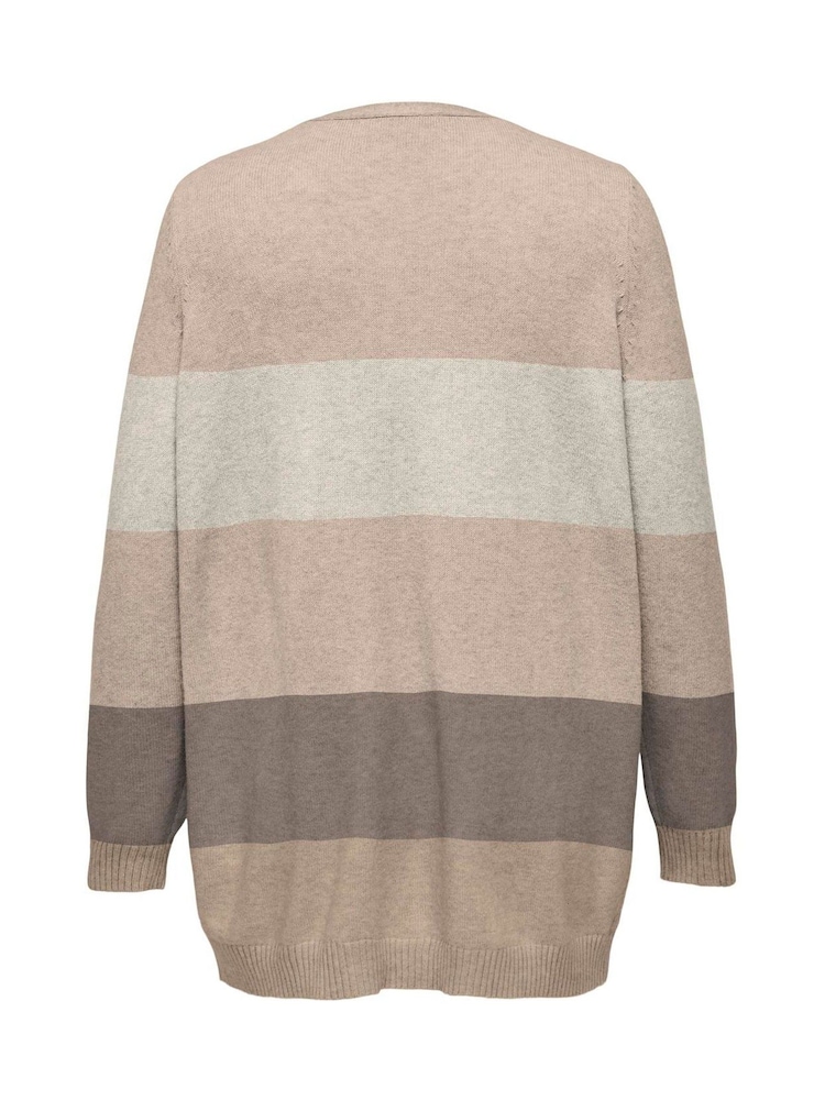 ONLY Curve Natural Long Sleeve Striped Open Cardigan - Image 7 of 7