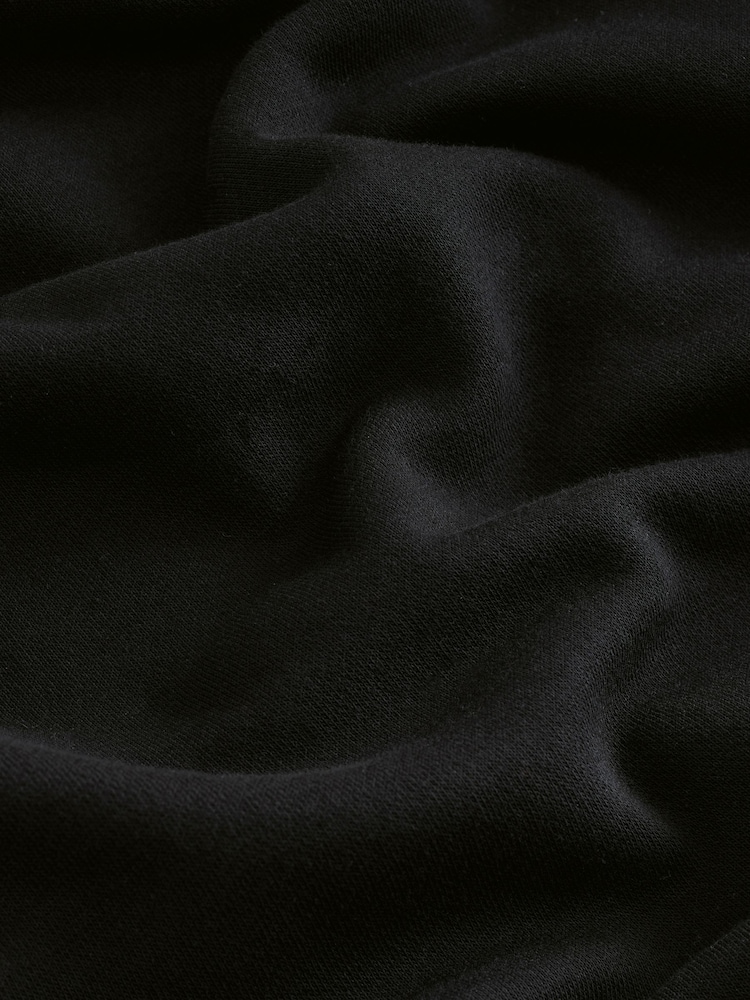 Black Cotton Rich Printed Graphic Zip Neck Sweat Top - Image 7 of 7