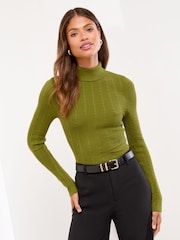 Lipsy Olive Green Knitted Roll Neck Jumper - Image 1 of 4