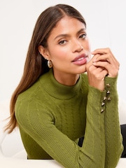 Lipsy Olive Green Knitted Roll Neck Jumper - Image 2 of 4