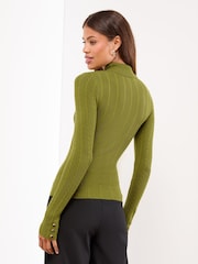 Lipsy Olive Green Knitted Roll Neck Jumper - Image 4 of 4