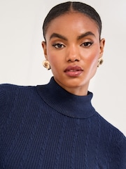 Lipsy Navy Knitted Roll Neck Jumper - Image 3 of 5