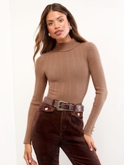 Lipsy Neutral Knitted Roll Neck Jumper - Image 2 of 4