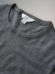 The Set Black/Charcoal Grey/Grey Marl/Cream Stripe 4 Pack Fine Knit T-Shirts - Image 6 of 7