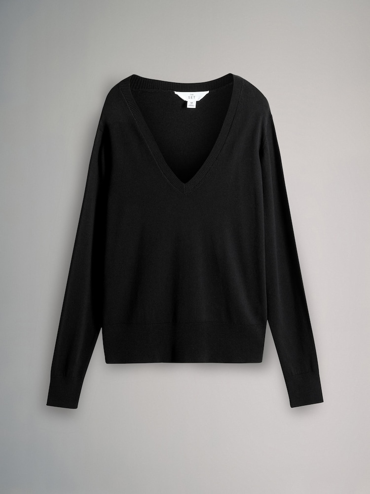 The Set Neutral 3 Pack V-Neck Fine Knit Jumpers - Image 2 of 6