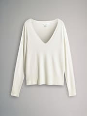 The Set Neutral 3 Pack V-Neck Fine Knit Jumpers - Image 4 of 6