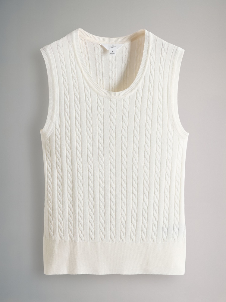 The Set Navy Blue/Brown/Cream 3 Pack Knitted Vests - Image 2 of 6 The Set Navy Blue/Brown/Cream 3 Pack Knitted Vests - Image 2 of 6