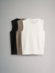 The Set Black/Neutral/Cream 3 Pack Knitted Vests - Image 1 of 6