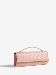 Friends Like These Nude Pink Top Handle Weave Clucth Bag - Image 2 of 6