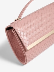 Friends Like These Nude Pink Top Handle Weave Clucth Bag - Image 3 of 6