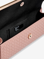 Friends Like These Nude Pink Top Handle Weave Clucth Bag - Image 4 of 6
