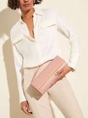 Friends Like These Nude Pink Top Handle Weave Clucth Bag - Image 6 of 6