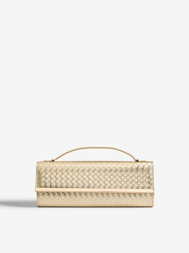 Friends Like These Gold Top Handle Weave Clucth Bag - Image 2 of 6
