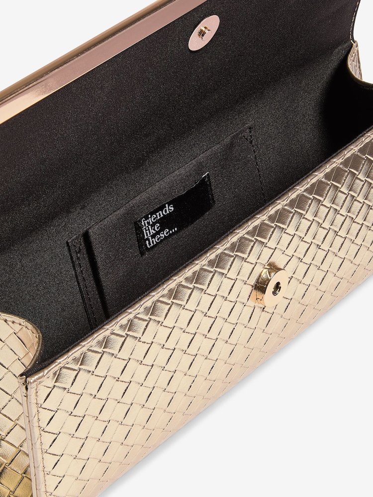 Friends Like These Gold Top Handle Weave Clucth Bag - Image 6 of 6