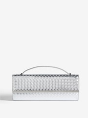 Friends Like These Silver Top Handle Weave Clucth Bag - Image 1 of 6