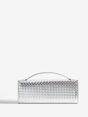 Friends Like These Silver Top Handle Weave Clucth Bag - Image 2 of 6