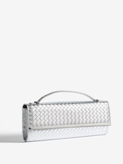 Friends Like These Silver Top Handle Weave Clucth Bag - Image 3 of 6
